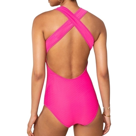 Shoshanna One Piece Halter High Neck Pink Swimsuit Size 2 - Picture 2 of 11